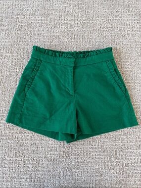 J Crew Green Womens Ruffle-Waist Shorts